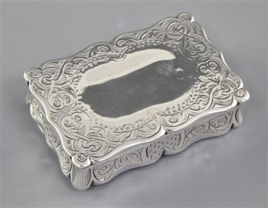 A Victorian silver snuff box, by Frederick Marson, Length 83mm Weight: 4.3oz/134grms